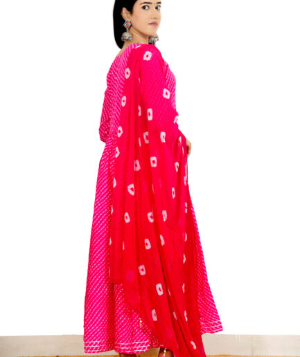 Pink Bandhani kurti set